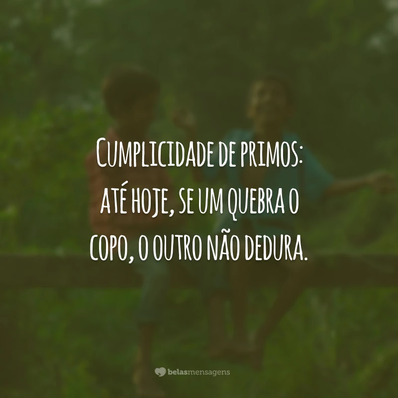 Cumplicidade de primos: até hoje, se um quebra o copo, o outro não dedura.