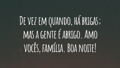 De vez em quando, há brigas; mas a gente é abrigo. Amo vocês, família. Boa noite!