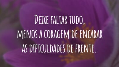 Deixe faltar tudo, menos a coragem de encarar as dificuldades de frente.