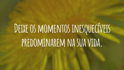 Deixe os momentos inesquecíveis predominarem na sua vida.