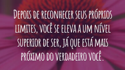 Depois de reconhecer seus próprios limites, você se eleva a um nível superior de ser, já que está mais próximo do verdadeiro você.