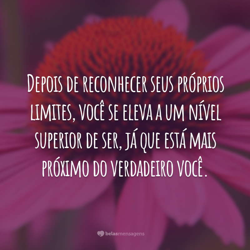 Depois de reconhecer seus próprios limites, você se eleva a um nível superior de ser, já que está mais próximo do verdadeiro você.