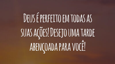 Deus é perfeito em todas as suas ações! Desejo uma tarde abençoada para você!