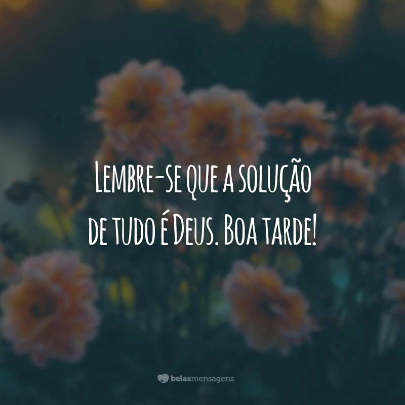 Lembre-se que a solução de tudo é Deus. Boa tarde!