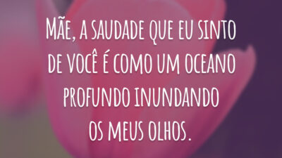 Mãe, a saudade que eu sinto de você é como um oceano profundo inundando os meus olhos.