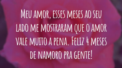 Meu amor, esses meses ao seu lado me mostraram que o amor vale muito a pena. Feliz 4 meses de namoro pra gente!