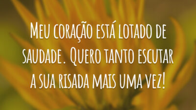 Meu coração está lotado de saudade. Quero tanto escutar a sua risada mais uma vez!