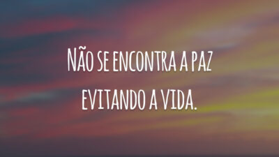 Não se encontra a paz evitando a vida.
