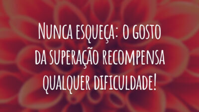 Nunca esqueça: o gosto da superação recompensa qualquer dificuldade!