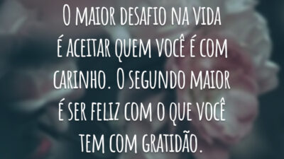 O maior desafio na vida é aceitar quem você é com carinho. O segundo maior é ser feliz com o que você tem com gratidão.
