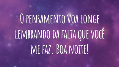 O pensamento voa longe lembrando da falta que você me faz. Boa noite!