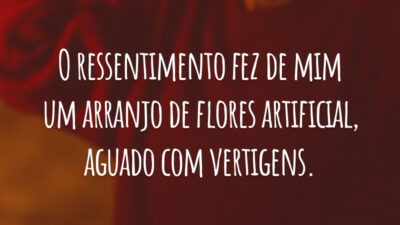 O ressentimento fez de mim um arranjo de flores artificial, aguado com vertigens.