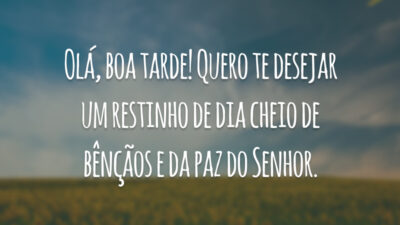 Olá, boa tarde! Quero te desejar um restinho de dia cheio de bênçãos e da paz do Senhor.