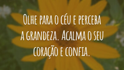 Olhe para o céu e perceba a grandeza. Acalma o seu coração e confia.