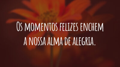 Os momentos felizes enchem a nossa alma de alegria.