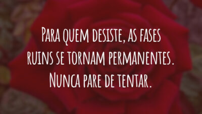 Para quem desiste, as fases ruins se tornam permanentes. Nunca pare de tentar.
