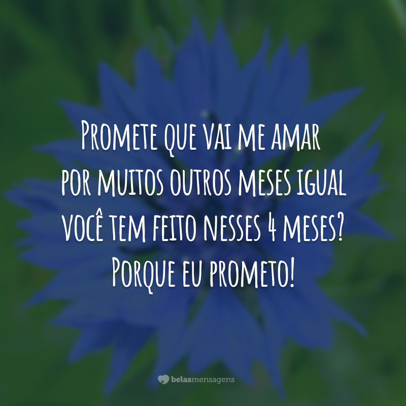 Promete que vai me amar por muitos outros meses igual você tem feito nesses 4 meses? Porque eu prometo!