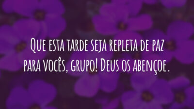 Que esta tarde seja repleta de paz para vocês, grupo! Deus os abençoe.