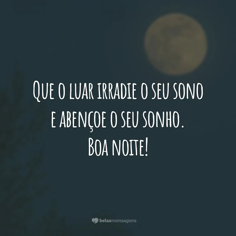 Que o luar irradie o seu sono e abençoe o seu sonho. Boa noite!