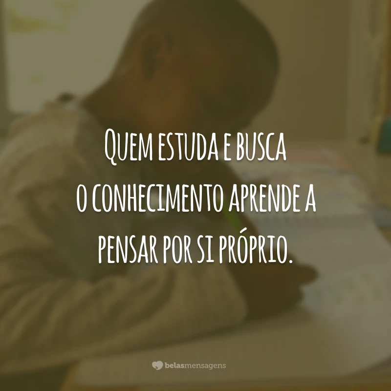 Quem estuda e busca o conhecimento aprende a pensar por si próprio.