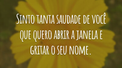 Sinto tanta saudade de você que quero abrir a janela e gritar o seu nome.