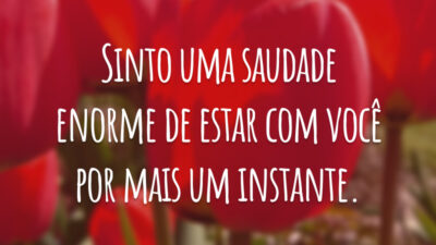 Sinto uma saudade enorme de estar com você por mais um instante.