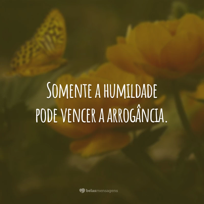 Somente a humildade pode vencer a arrogância.