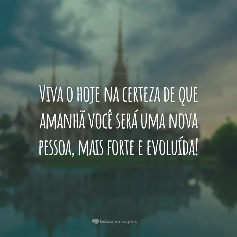 Viva o hoje na certeza de que amanhã você será uma nova pessoa, mais forte e evoluída!