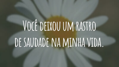 Você deixou um rastro de saudade na minha vida.