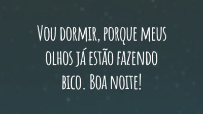 Vou dormir, porque meus olhos já estão  fazendo bico. Boa noite!