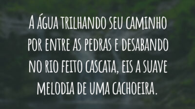 A água trilhando seu caminho por entre as pedras e desabando no rio feito cascata, eis a suave melodia de uma cachoeira.