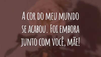 A cor do meu mundo se acabou. Foi embora junto com você, mãe!