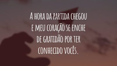 A hora da partida chegou e meu coração se enche de gratidão por ter conhecido vocês. Não digo adeus, colegas. Digo até logo, amigos. Vamos celebrar como sempre as nossas vitórias!