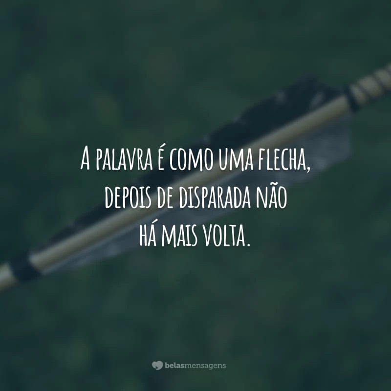 A palavra é como uma flecha, depois de disparada não há mais volta. O verdadeiro guerreiro usa o seu arco com sabedoria.