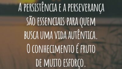 A persistência e a perseverança são essenciais para quem busca uma vida autêntica. O conhecimento é fruto de muito esforço.