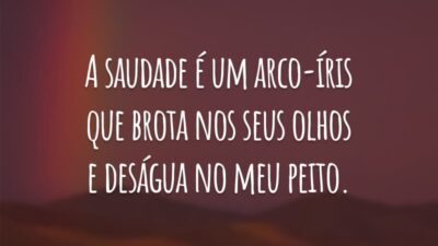 A saudade é um arco-íris que brota nos seus olhos e deságua no meu peito.