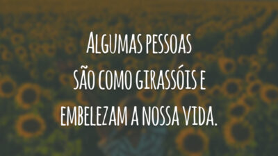 Algumas pessoas são como girassóis e embelezam a nossa vida.