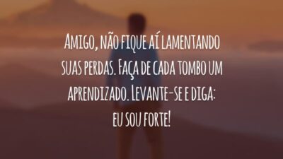 Amigo, não fique aí lamentando suas perdas. Faça de cada tombo um aprendizado. Levante-se e diga: eu sou forte!