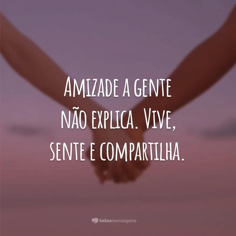 Amizade a gente não explica. Vive, sente e compartilha.