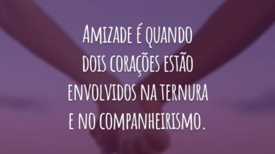 Amizade é quando dois corações estão envolvidos na ternura e no companheirismo. Aos meus amigos, todo o meu carinho e gratidão!