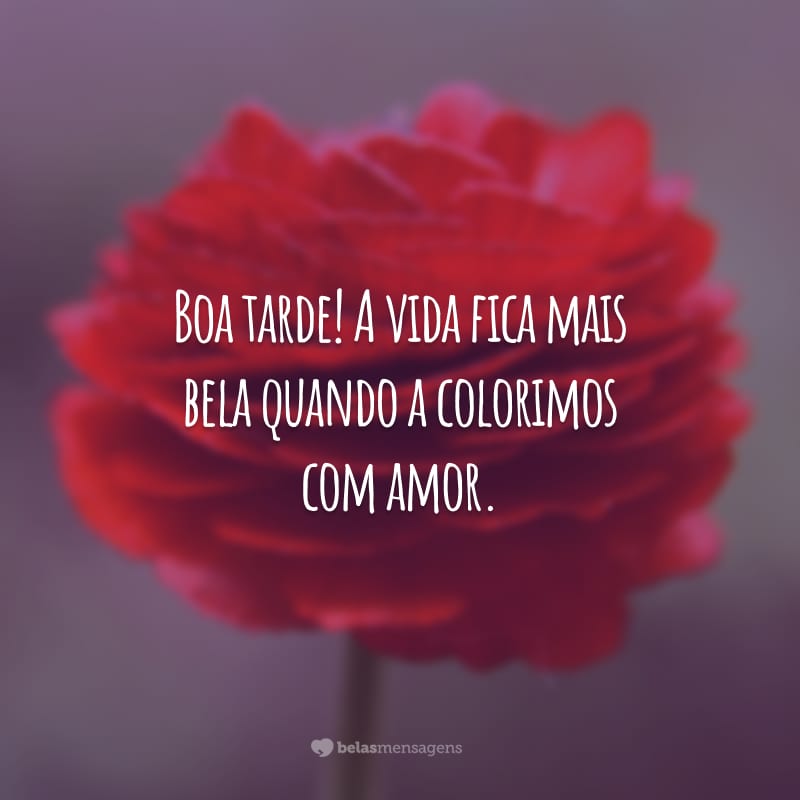 Boa tarde! A vida fica mais bela quando a colorimos com amor.