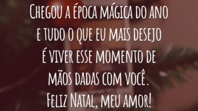 Chegou a época mágica do ano e tudo o que eu mais desejo é viver esse momento de mãos dadas com você. Feliz Natal, meu amor! Muita alegria e harmonia.