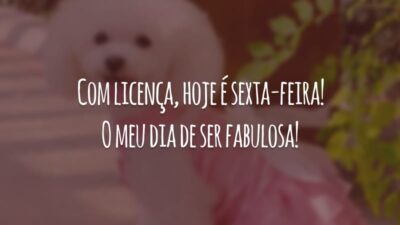 Com licença, hoje é sexta-feira! O meu dia de ser fabulosa!