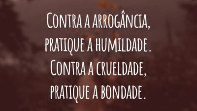 Contra a arrogância, pratique a humildade. Contra a crueldade, pratique a bondade.