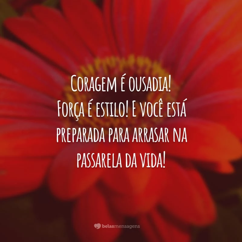 Coragem é ousadia! Força é estilo! E você está preparada para arrasar na passarela da vida!