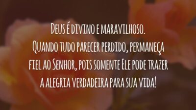 Deus é divino e maravilhoso. Quando tudo parecer perdido, permaneça fiel ao Senhor, pois somente Ele pode trazer a alegria verdadeira para sua vida!