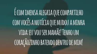 É com imensa alegria que compartilho com vocês a notícia que mudou a minha vida: eu vou ser mamãe! Tenho um coraçãozinho batendo dentro de mim!