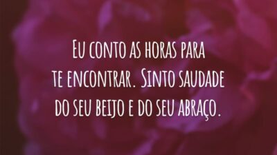Eu conto as horas para te encontrar. Sinto saudade do seu beijo e do seu abraço. Quando é amor verdadeiro, desejamos a presença da outra pessoa.