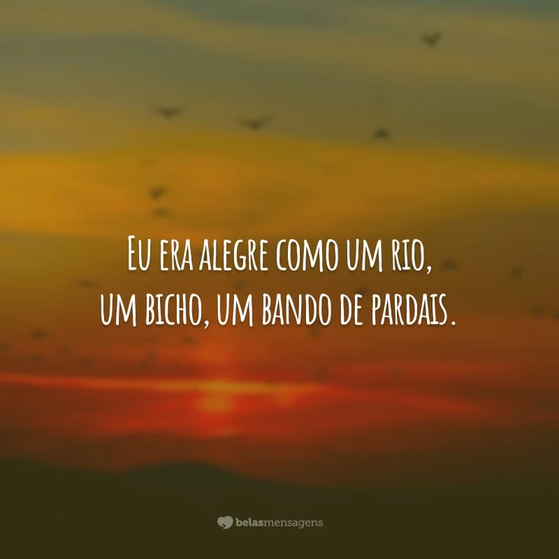 Eu era alegre como um rio, um bicho, um bando de pardais.