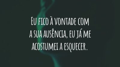 Eu fico à vontade com a sua ausência, eu já me acostumei a esquecer.